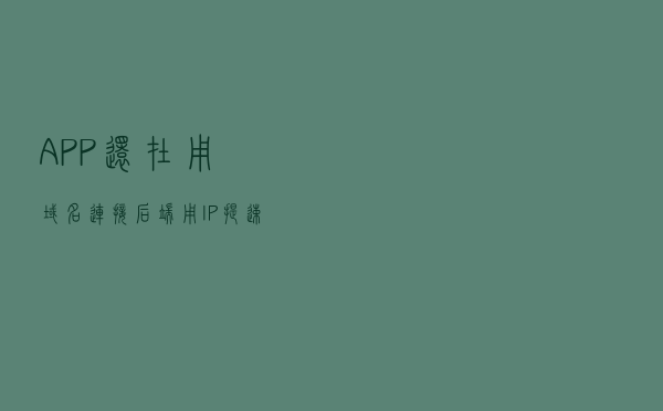 APP还在用域名连接后端？用IP提速N倍