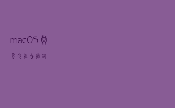 macOS常见的组合按键