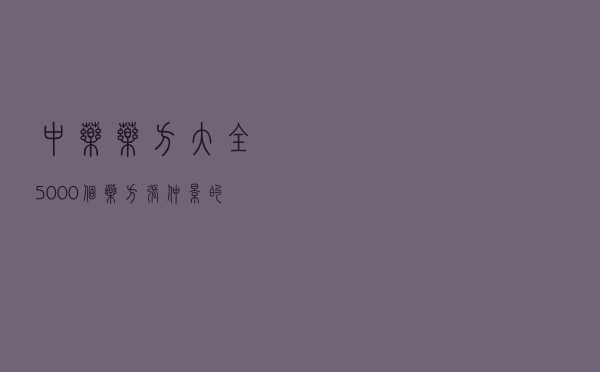 中药药方大全5000个药方（张仲景的113个药方）