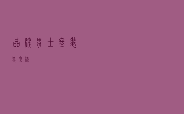 品牌男士冬装怎么样