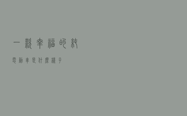 一款幸福的纯电动车是什么样子？