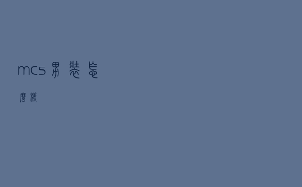 mcs男装怎么样