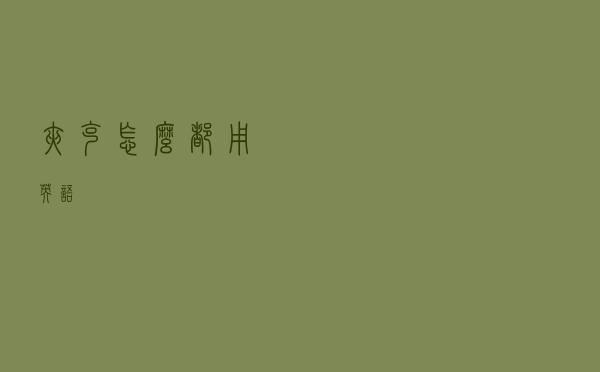 夹克怎么都用英语