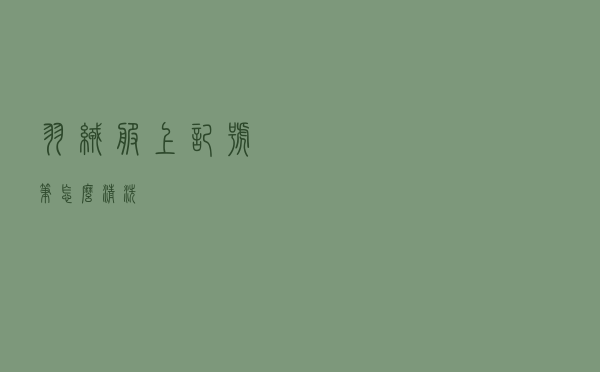 羽绒服上记号笔怎么清洗