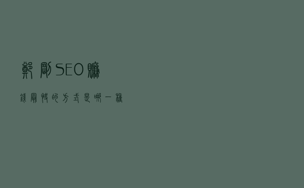 郑刚：SEO赚钱最快的方式是哪一种？