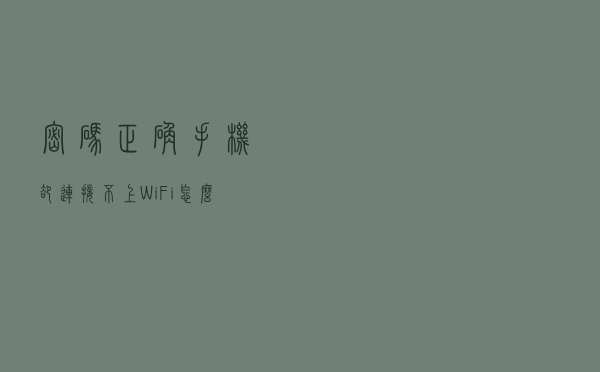 密码正确手机却连接不上WiFi怎么办？