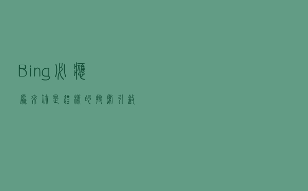 Bing（必应），原来你是这样的搜索引擎
