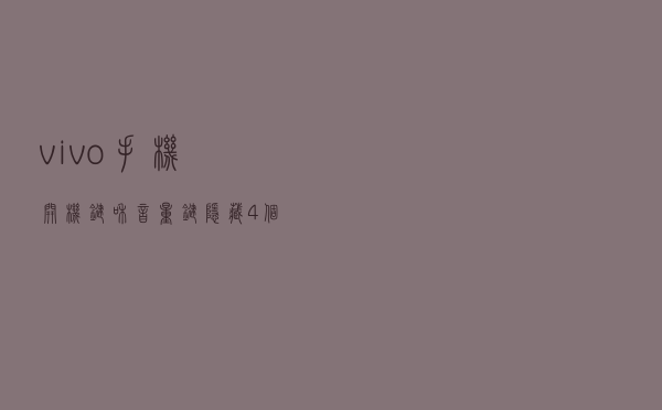 vivo手机开机键和音量键，隐藏4个实用的功能，苹果手机都羡慕