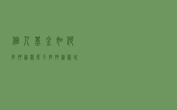 个人基金如何抵押贷款，房子抵押贷款玩基金债券