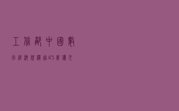 工信部：中国数字经济规模超45万亿元