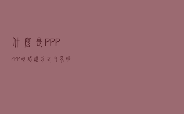 什么是PPP？PPP的认证方式又有哪些？