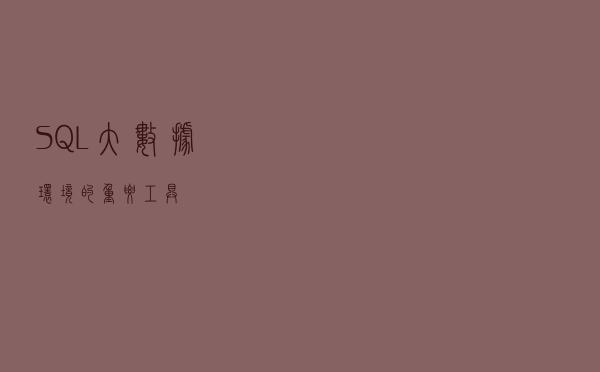 SQL—大数据环境的重要工具