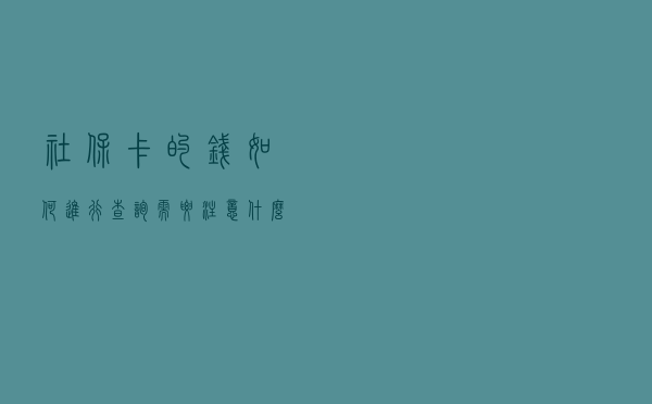 社保卡的钱如何进行查询，需要注意什么？