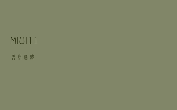MIUI11升级汇总