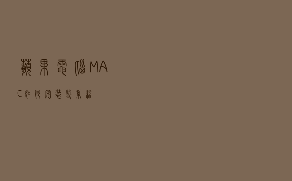 苹果电脑MAC如何安装双系统