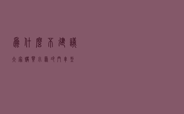 为什么不建议大家购买小众冷门车型