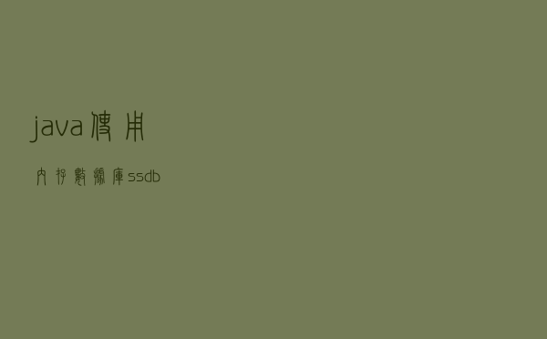 java使用内存数据库ssdb