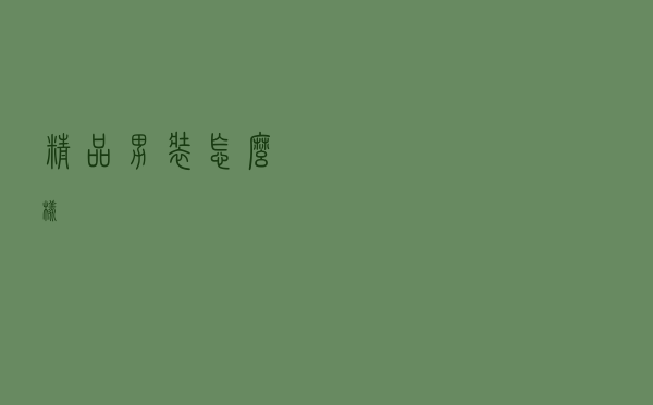 精品男装怎么样