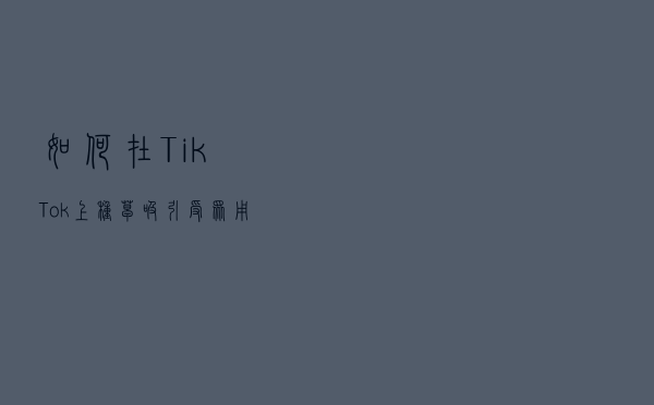 如何在TikTok上“种草”？吸引受众用户