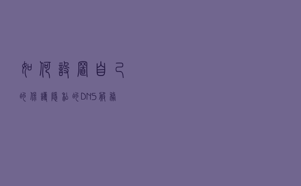 如何设置自己的保护隐私的 DNS 服务器