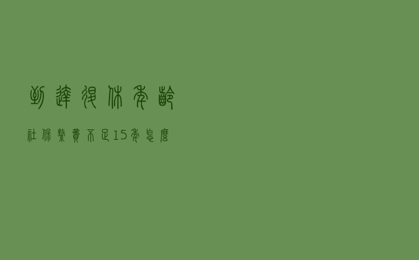 到达退休年龄，社保缴费不足15年怎么办？按照这些方式处理1