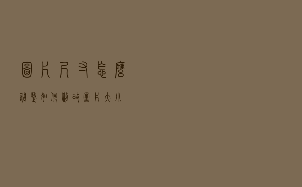 图片尺寸怎么调整（如何修改图片大小）