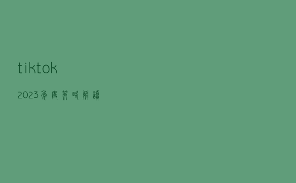 tiktok2023年度策略解读