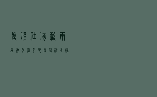 农信社贷款两万每月还多少 - 农信社手机银行简报