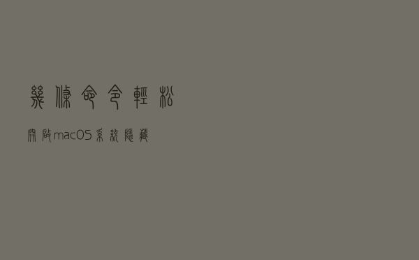 几条命令轻松开启macOS系统隐藏功能