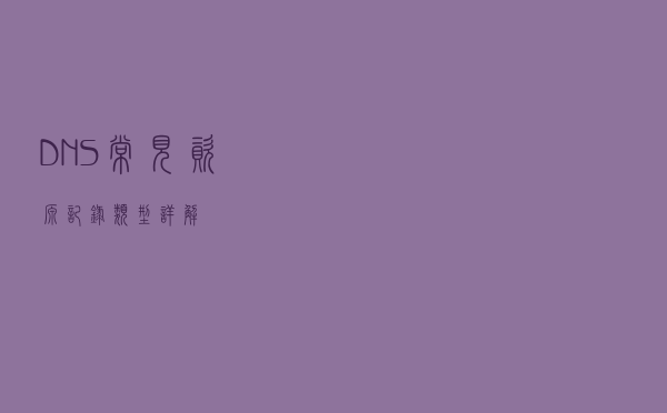 DNS常见资源记录类型详解