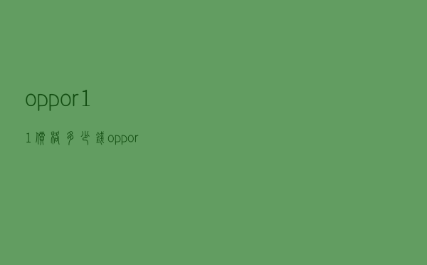 oppor11价格多少钱（oppor11现在价格2019）