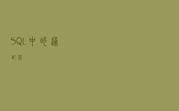 SQL中的通配符